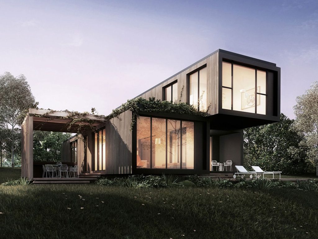 Moderna casa modular hecha con contenedores